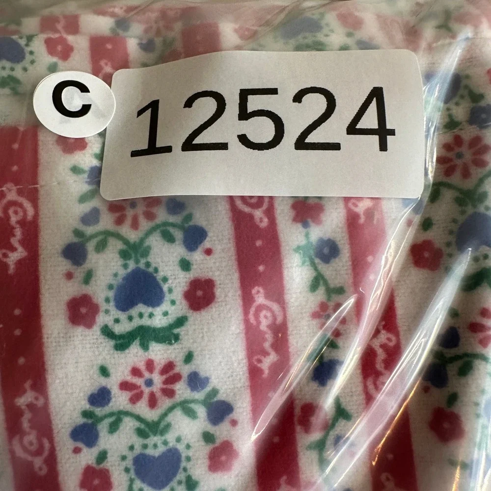 Lanz of Salzburg Flannel Nightgown Red White Floral Stripe Heart Lace Womens‎ L